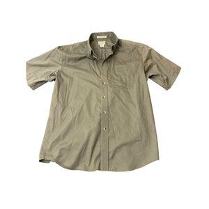 L.L.Bean Mens Wrinkle Resistant Short Sleeve Button-Up Shirt L Green